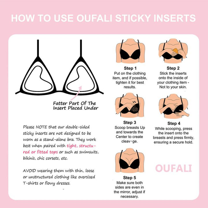 Push Up Sticky Inserts Double-Sided Adhesive Ultra Boost Padding Inserts for Bikini Swimsuit Sports Strapless Bra