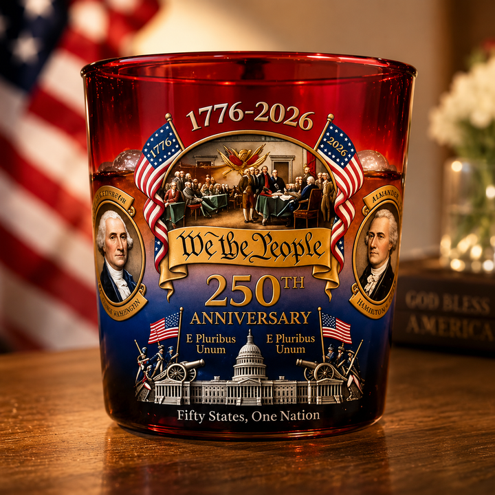 America 250th Anniversary Patriotic Glass Cup
