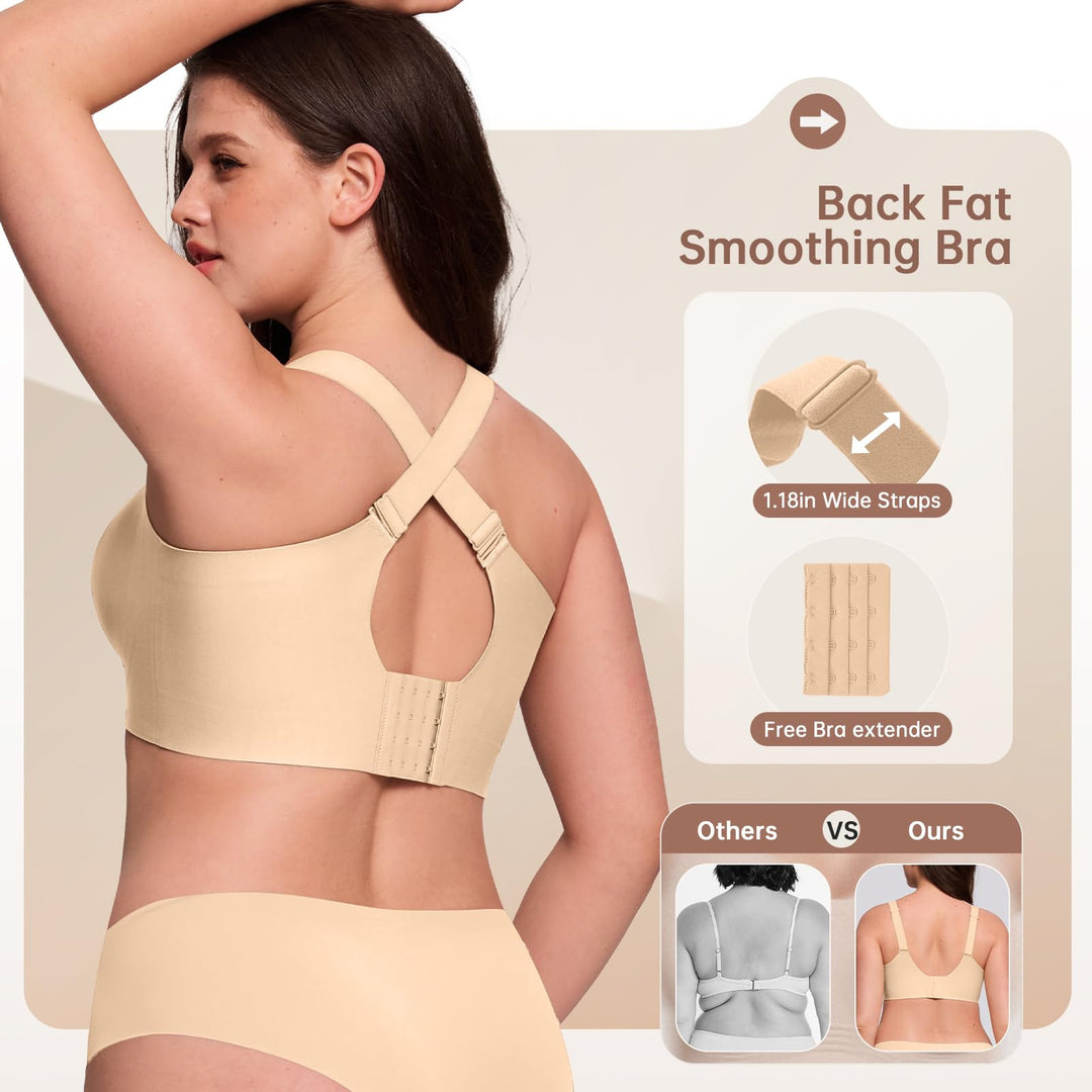 VRCOMFY Jelly Wireless Womens Comfortable Wireless Bras Push Up Bralettes Seamless Tshirts Bras Deep V Everyday Bras
